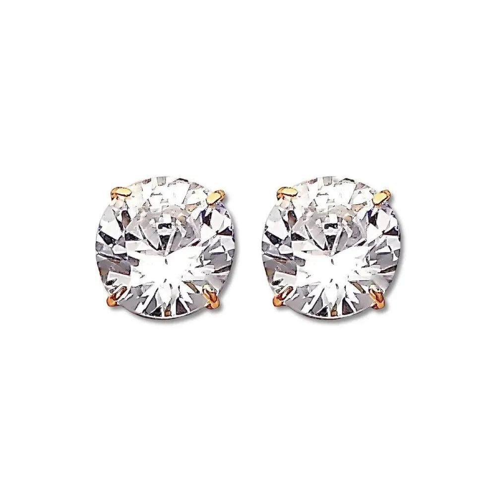 14K Gold Round Basket Stud Earrings | 8mm Screw Back Earrings By Tehrani Jewelry